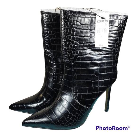 Express Faux Leather Croc Thin Heel Boots size 9 - Picture 1 of 7